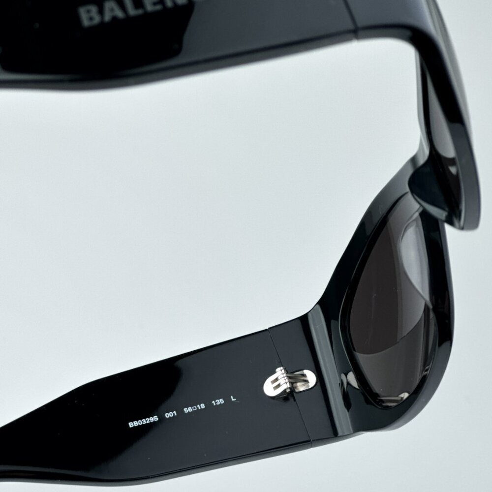Balenciaga BB0329S 003 BRAND NEW Sunglasses Black Grey Geometric Unisex - Picture 10 of 12